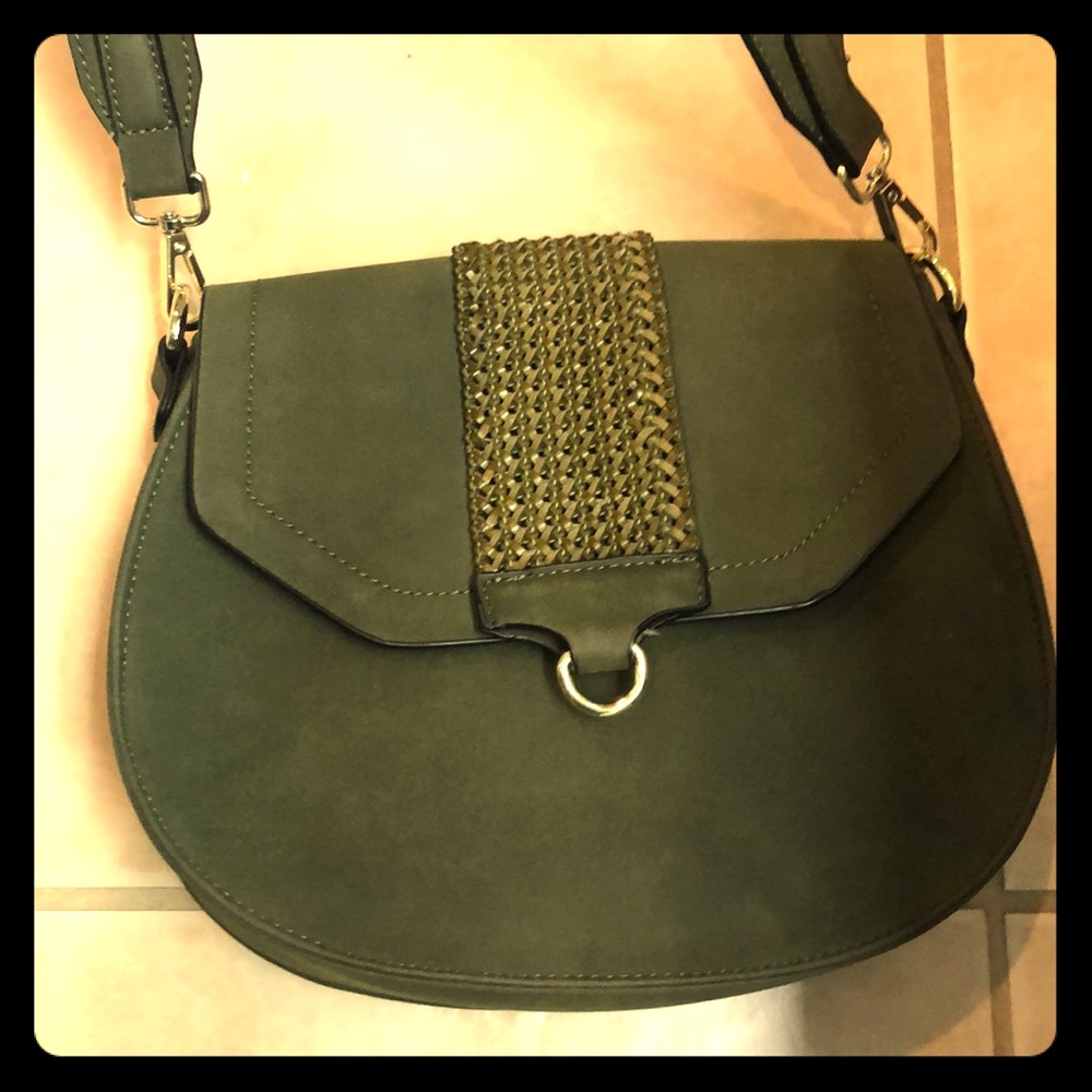 Faux suede olive green purse.